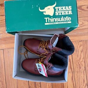 3M Thinsulate Men’s Brown Leather Work Boots deadstock vintage